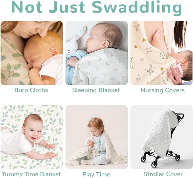 HECCEI Soft Large Swaddle Blankets - 3-Pack 70% Bamboo 30% Cotton Muslin Swaddle Blanket, Large Breathable Receiving Blankets for Newborn, Boys and Girls Swaddles, Registry & Gift, 47 x 47 inches