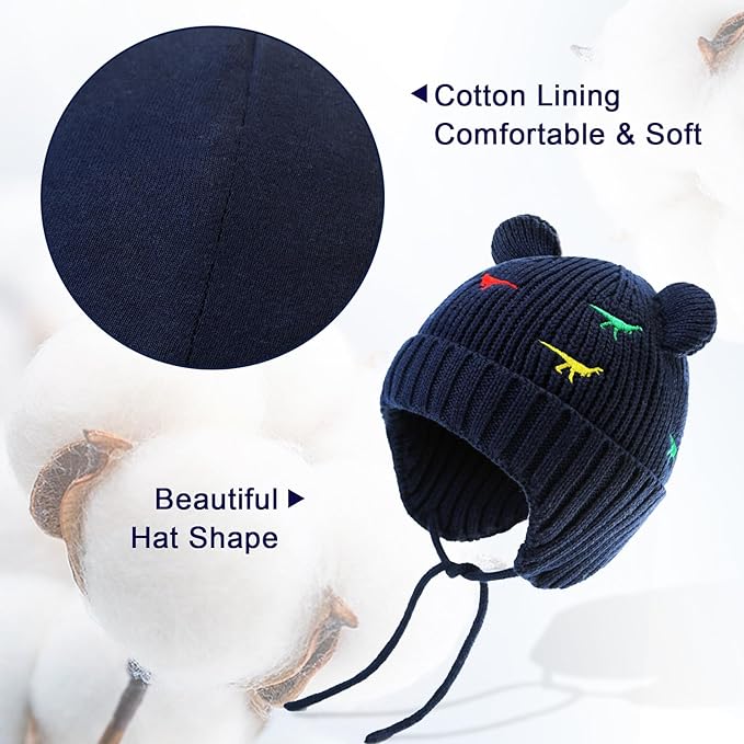 XIAOHAWANG Baby Hat Cute Bear Toddler Earflap Beanie Warm for Fall Winter