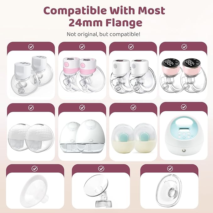 Flange Sizing Kit with Flange Inserts 10PCS, Nipple Ruler, Silicone Flanges Insert 13/15/17/19/21mm for 24mm Flange/Shield, Pumping Breastfeeding Essentials Kit