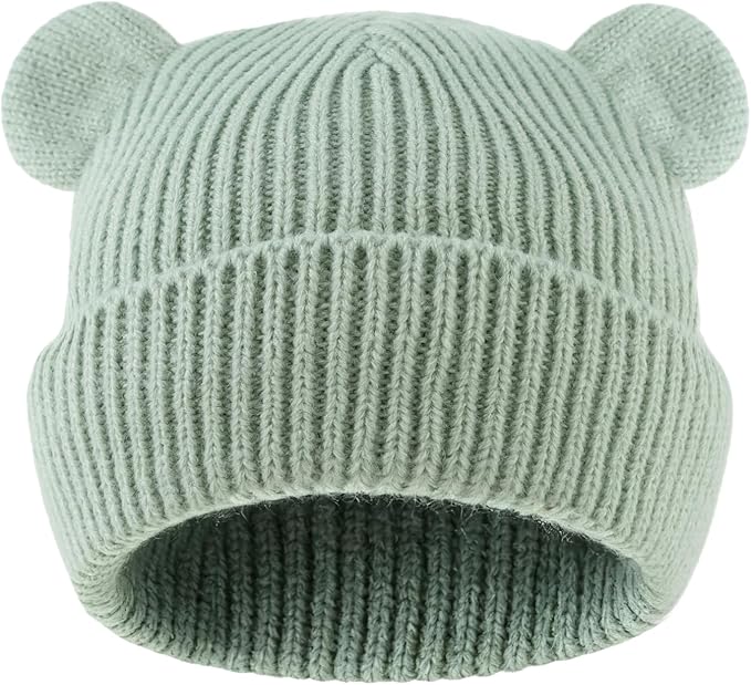 Bear Baby Beanie Knitted Baby Winter Hat Infant Toddler Boys Girls Beanie with Cotton Lining