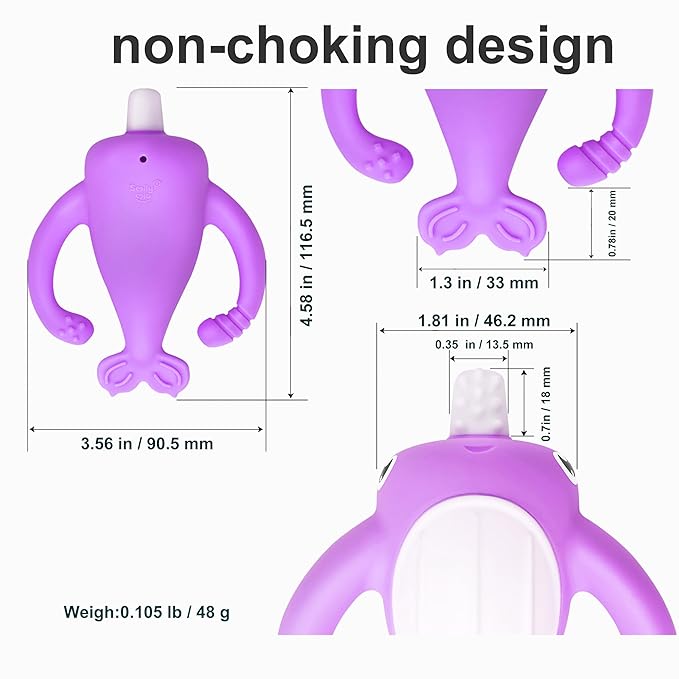 Best Baby Toy for 4Months Baby, Baby Teething Toys for 3-6 6-12 Months, Teething Relief Toys, Food Grade Silicone Montessori Baby Teether Toy for 3-6months, Sensory Toys for Teething Babies, Purple
