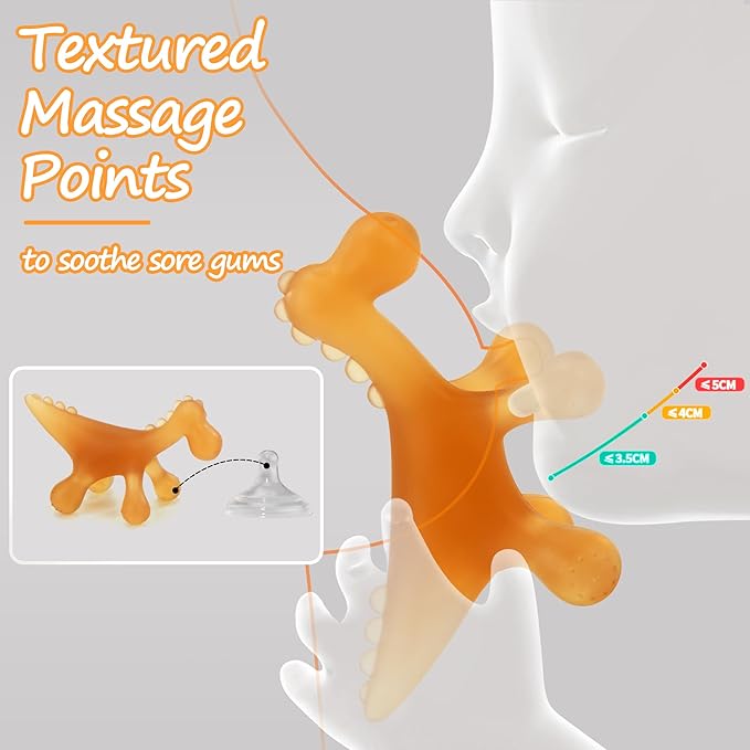 Amber Oil Baby Teething Toys for Babies 0-6 Months,Silicone Baby teethers for Babies 3 Months+,Freezer BPA Free Soft and Textured Chew Infant Toys Easter Gifts for Boys and Girls-Dinosaur