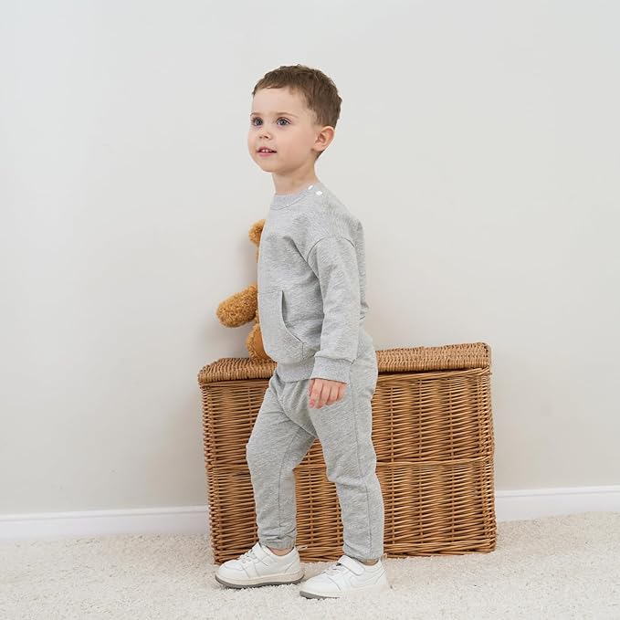 Fullfamous Baby and Toddler Boys 100% Cotton 2 Piece Long Sleeve Sweatshirt and Sweatpant Jogger Pants Set Newborn-4T