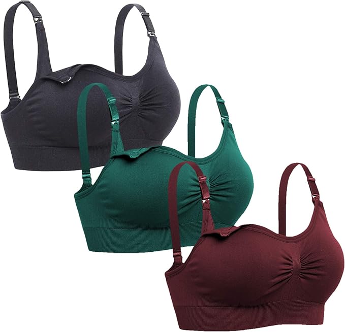 Lataly Womens Seamless Nursing Bra Sleeping Maternity Bralette for Breastfeeding Pack of 3