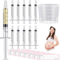 Trelaco Colostrum Collector Kit Include Sterile Sealed Breast Milk Syringes with Caps No Needle Colostrum Syringes Stickers 1 Measuring Cup Harvesting Collection for Breastmilk(100 Sets,3 ml)