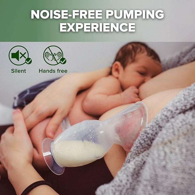 haakaa Manual Breast Pump & Silicone Cap Combo for Nursing Mom (Gray, 4oz. with Base)