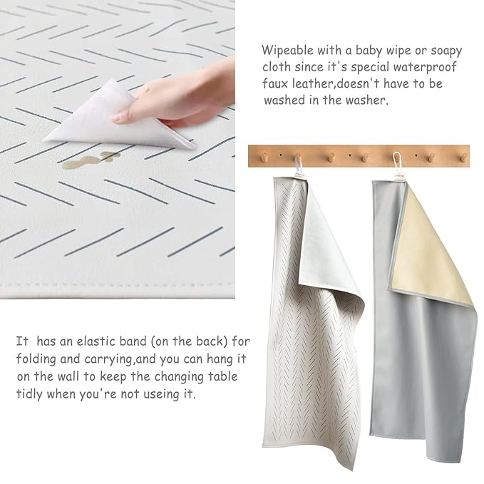 Owlowla Baby Diaper Changing Pad Portable Changing Mat Travel Changing Pad Liner for Baby and Small Toddler(Gray&Herringbone)