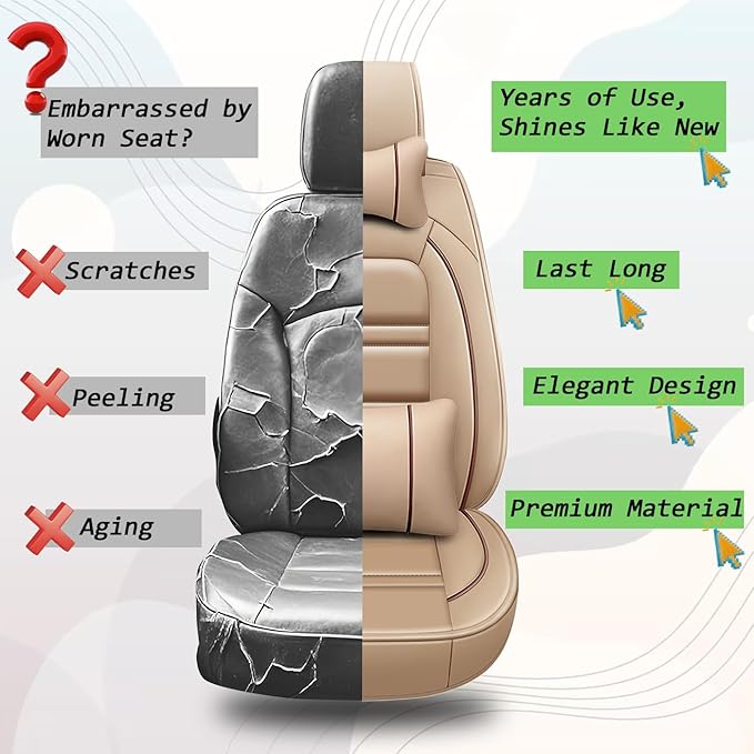 Car Seat Covers for gmc Yukon 2000-2025 | 5-Seats Seat Covers, Waterproof Seat Protectors, Automotive Seat Covers (Full Set with Pillow,Beige)