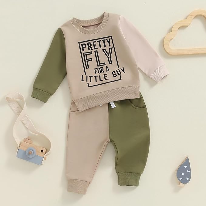 Toddler Baby Boy Fall Winter Outfit Long Sleeve Letter Print Sweatshirts and Jogger Pants Infant Boy Clothes