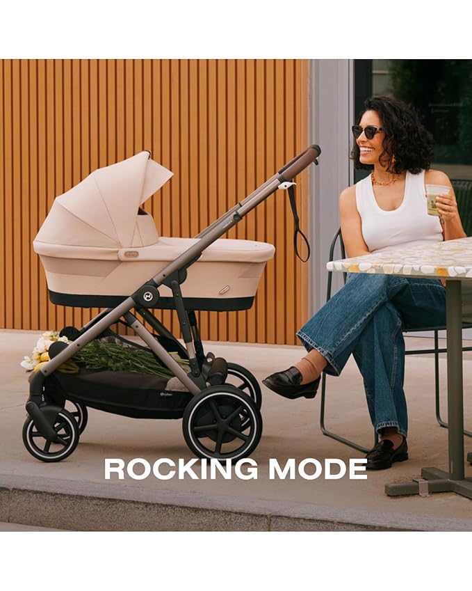 Cybex e-Gazelle S Electronic Assist Stroller – Gazelle S Single-to-Double Electric Stroller, Smart Assist, Rocking Mode, 20+ Configurations & Compact Fold, Silver Frame with Stone Grey Seat
