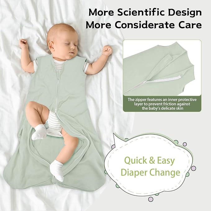 Baby Sleep Sack 6-12 Months,100% Cotton TOG 0.5 Wearable Blanket for Boys and Girls, 3 Pack 2-Way Zipper Lightweight Sleeping Bags for Toddler Newborn Infant