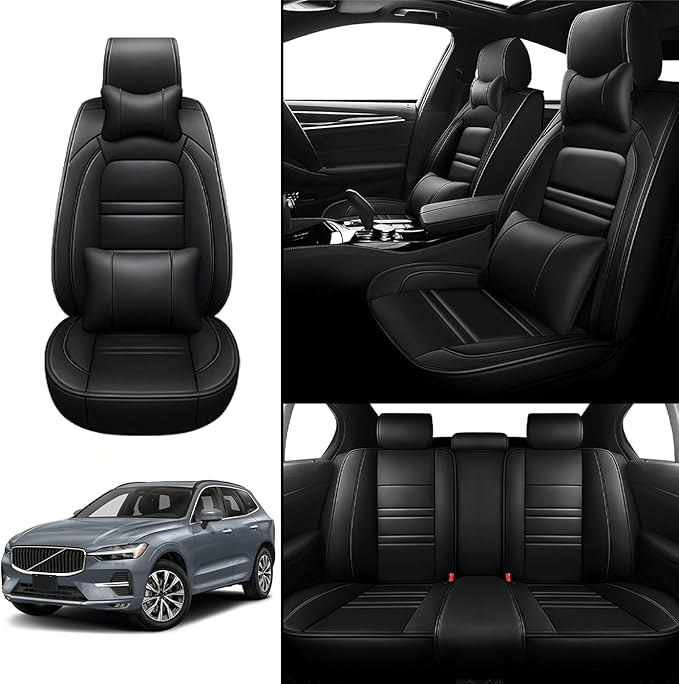 Car Seat Covers for Volvo Car xc60 2010-2025 | 5-Seats Seat Covers, Waterproof Seat Protectors, Automotive Seat Covers (Full Set with Pillow,Black)