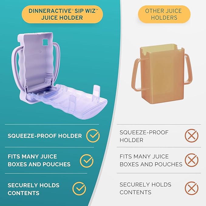 Dinneractive Sip Wiz - Baby Pouch Holder No Squeeze Pouch Food Pouches & Juice Box Holder - Anti-Squeeze Yogurt Pouch Reusable Toddler Essentials 2 Pack
