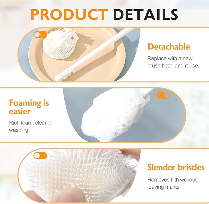 360° Flexible Silicone Bottle Brush with Long Handle,2025 New Multifunction Cleaning Foldable Cleaning Tool,Soft Bristle Silicone Cup Brush for Narrow Neck Bottles,Water Bottles (Blue A/1pcs)