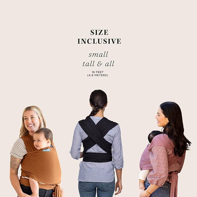 Moby Baby Wrap Carrier Evolution for Newborns to Toddlers (8-33lbs), Infant Sling Carrier, Lightweight & Hands Free Design, Adjustable for All Body Types, Baby Registry Gift (Black)