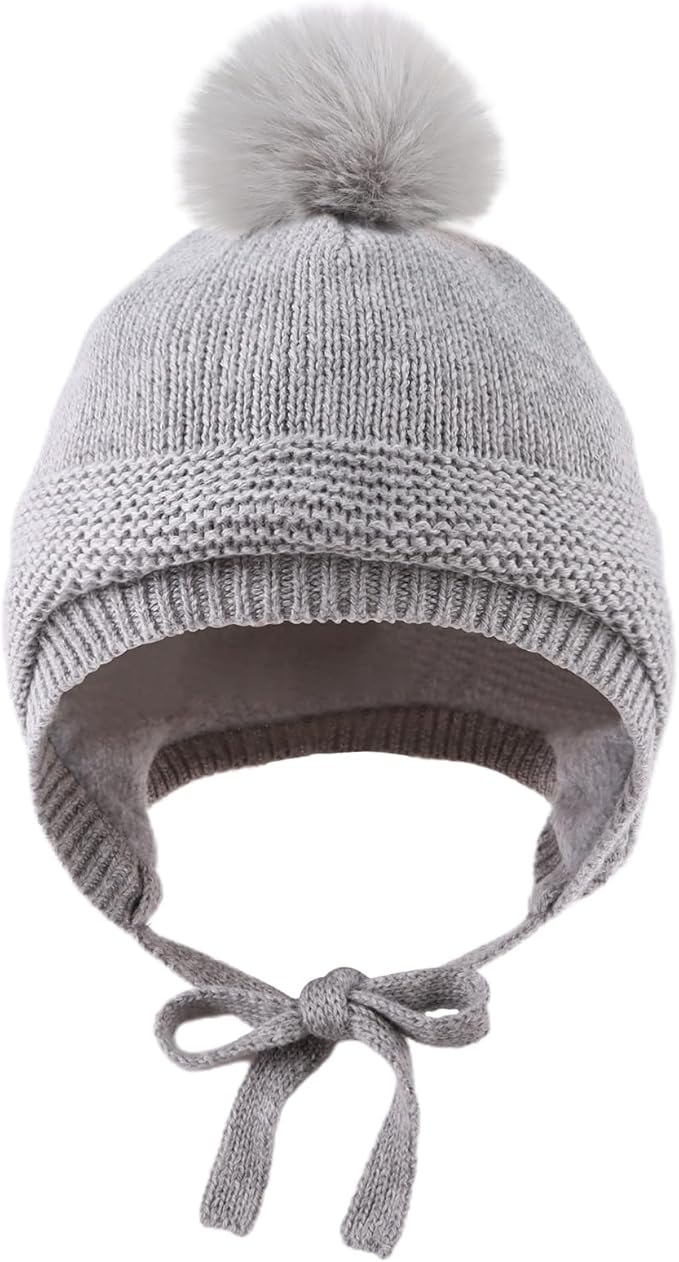 JANGANNSA Basic Winter Baby Boys Beanie Pompom Knitted Girls Hat Kids Earflap Beanies Warm Infant Toddler Hats