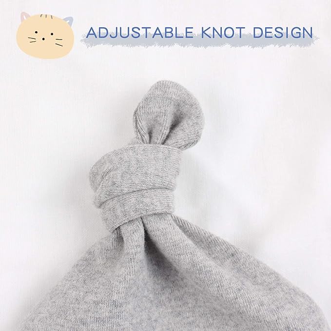 JANGANNSA Newborn Baby Hat Infant Baby Boys Beanie Top Knot Stretchy Hats for Girls 100% Organic Cotton
