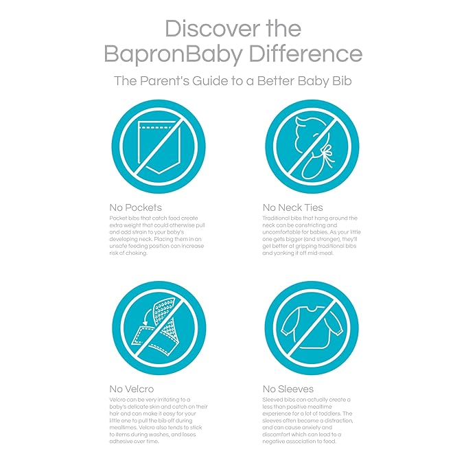 BapronBaby Peachy Dreams Bapron - No Neck Tie Safer Bib for Baby & Toddler - Soft Waterproof Stain Resistant - Machine Washable - Sz Preschool 3-5yrs