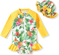 Aalizzwell Baby Girls Long Sleeve One Piece Swimsuit with Hat