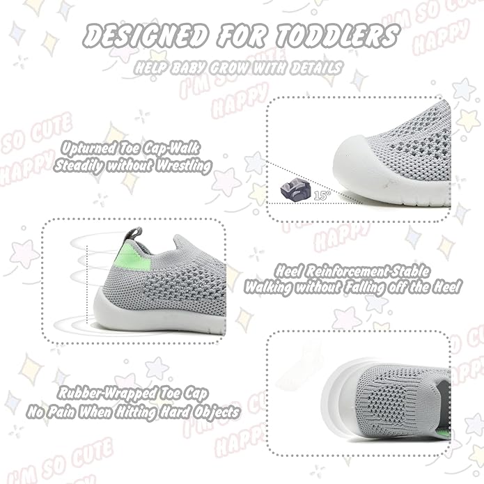 Baby Walking Shoes Toddler Girl Boy Soft Sole Breathable Cotton Canvas Shoes Infant Lightweight Non-Slip Safer Slip-on First Walkers Shoes Casual Tennis Wide Sneakers Rubber Soles Running Outdoor