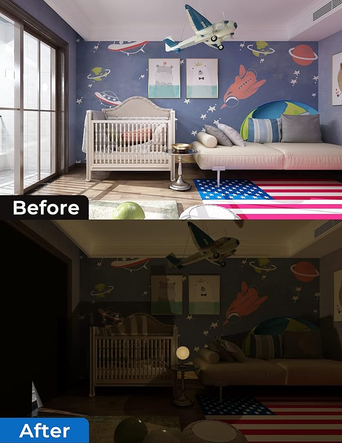 Sumobaby Blackout Curtains for Bedroom Portable 22"x75",No Drill Blackout Shades with Upgraded Hook&Loop Tapes,100% Black Out Window Cover,Thermal Insulated Blinds for Bedroom,Nursery(1 Panel,Black)