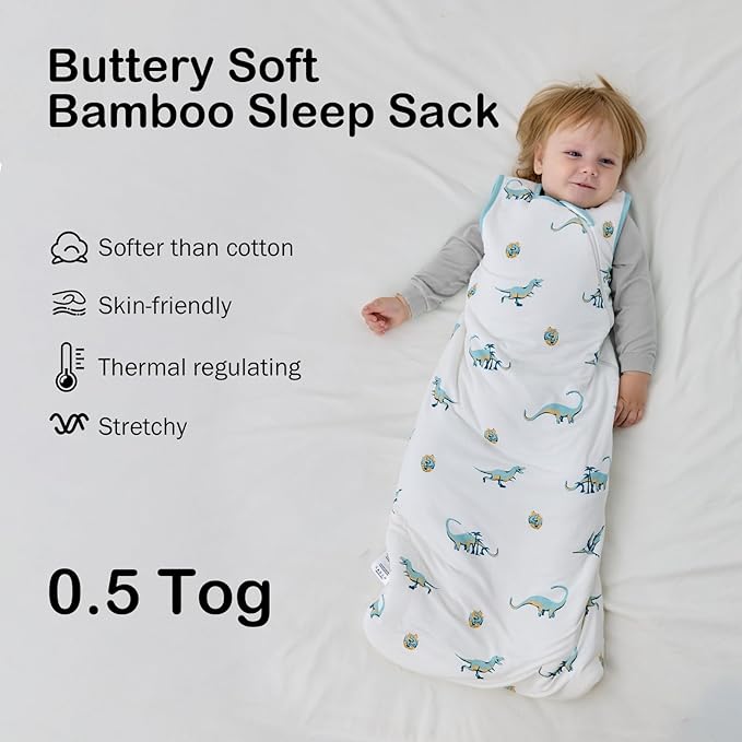 BubblePanda Rayon Made from Bamboo Sleep Sack 18-24 Months 0.5 Tog Soft Lightweight Toddler Sleep Sack 2t for Babies 2-Way Zipper Wearable Blanket Baby 18 Months