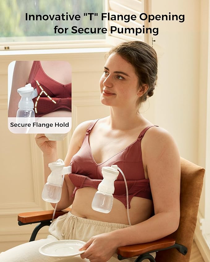 Momcozy Hands-Free Pumping Bra, Wireless & Seamless HF010 Breast Pump Bra, Breathable Tencel™ Fabric & Fully Fixed Cups