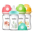 YOHKOH Natural Glass Baby Bottle with Natural Response Nipple, Newborn Anti-Colic Baby Bottles, Wide Neck Mushroom Cap Baby Bottle, Clear (Multicolour1, (5.4oz (Pack of 4))