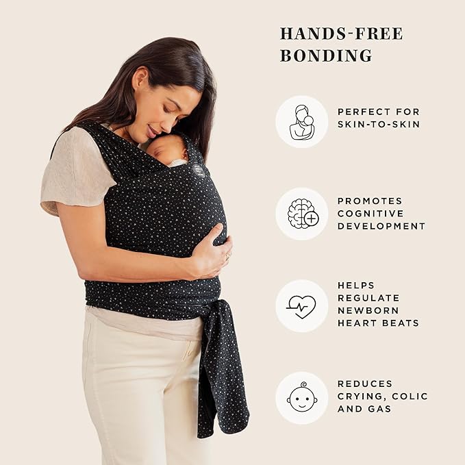 Moby Baby Wrap Carrier Classic by Petunia Pickle Bottom for Newborns to Toddlers (8-33lbs), Infant Sling Carrier, Lightweight & Hands Free Design, Adjustable for All Body Types (Terrazzo Black)