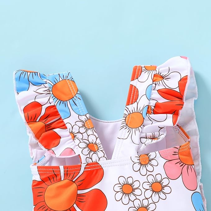Newborn Baby Girl Ruffle Swimsuit Infant Toddler One Piece Floral Bikini Beach Bathing Swimwear Set