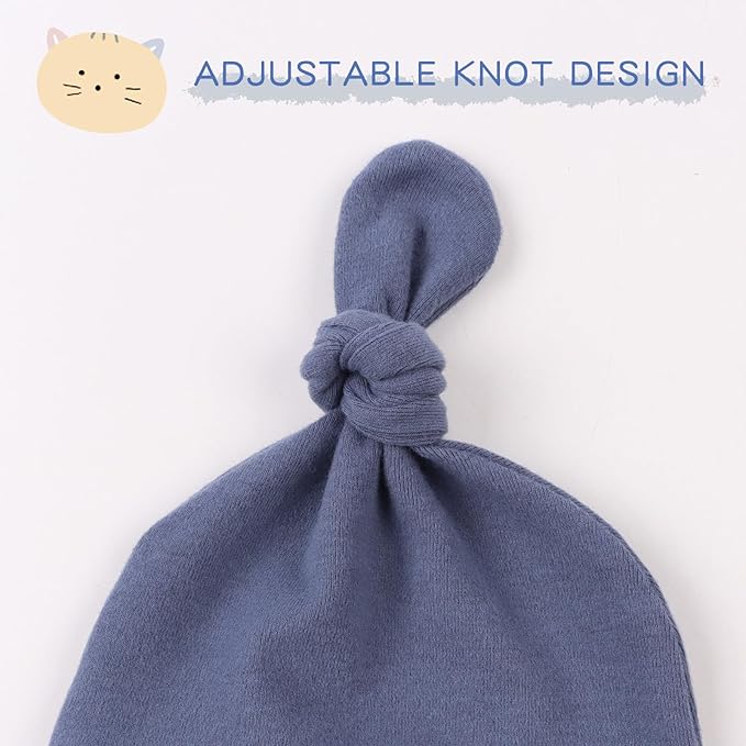 JANGANNSA Newborn Baby Hat Infant Baby Boys Beanie Top Knot Stretchy Hats for Girls 100% Organic Cotton
