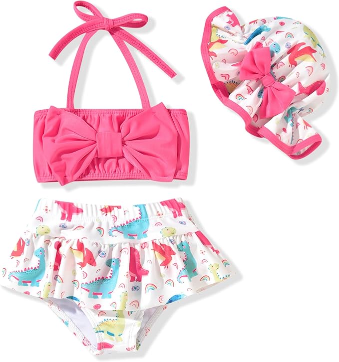 Aalizzwell Baby Girl 2-Piece Bikini Swimsuit with Hat