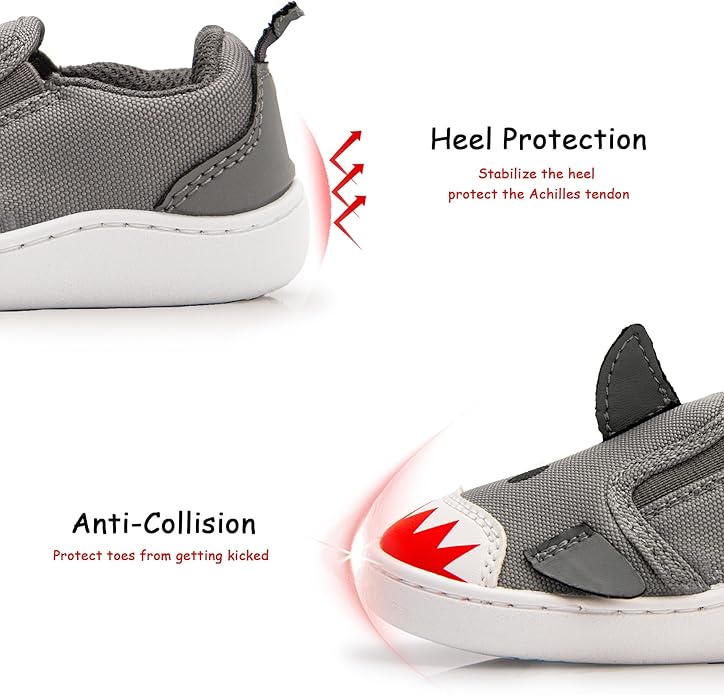 SKYWHEEL Toddler Slip On Shoes Wide Toe Box Barefoot Casual Canvas Walking Tennis Shoes for Boys Girls Cute Sneakers