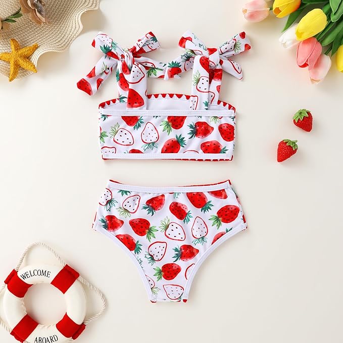 YOUNGER TREE Toddler Girls Two Pieces Swimsuit Color Block Stripe Swimwear Summer Beach Bathing Suit 18M-5T