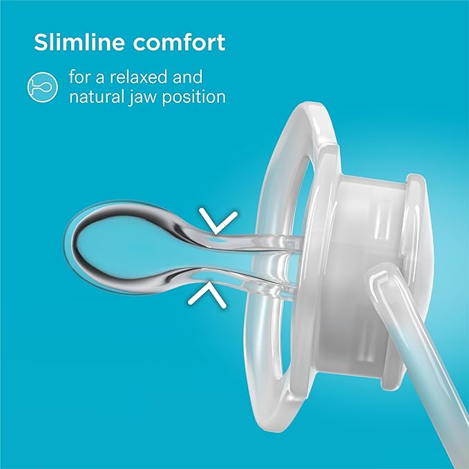 Smilo Baby Pacifier with Orthodontic Design for Healthy Dental Development - Stage 1 for Babies 0-3 Months - Pack of 3X 100% Silicone Newborn Pacifiers BPA Free - Aqua Blue