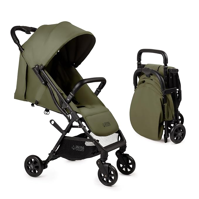 Lightweight Travel Stroller for Baby & Toddlers - Easy Fold & Compact Stroller with Canopy, Storage Basket, Multi-Position Recline & Convenient One-Hand Fold (Green)