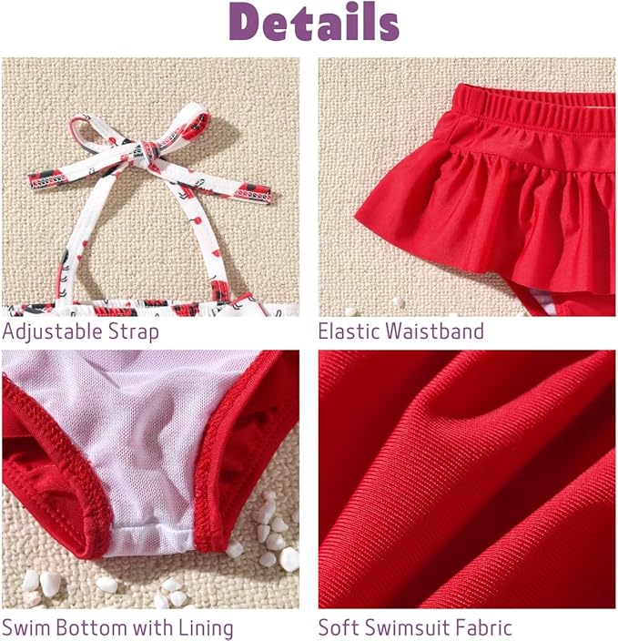 Aalizzwell Baby Girl 2-Piece Bikini Swimsuit with Hat
