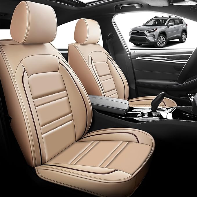 Seat Cover for Toyota Tacoma 2007-2025 | Car Seat Covers Front Seats, Waterproof Seat Protectors, Automotive Front Seat Covers (Front Seat, Beige)