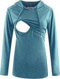 GINKANA Women's Nursing Hoodie Sweatshirt Long Sleeves Breastfeeding Maternity Tops Casual Clothes