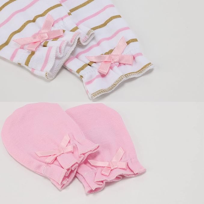 Baby Hat and Mittens Set Newborn Baby Hats Caps for Baby Boys Girls 0-6 Months 100% Cotton