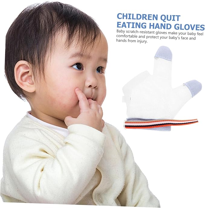 Holibanna 1Pair Breathable Nylon Teething Mitten for Half Finger Design Comfortable Portable to Prevent Hand Biting for Summer Use S