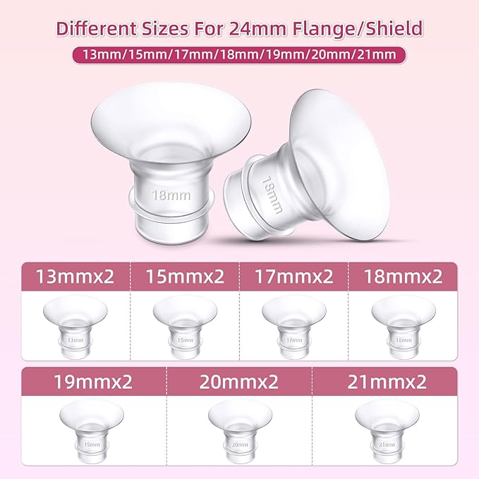 Flange Inserts 17mm 19mm for Medela,Spectra 24mm Shields/Flanges,Compatible with TSRETE,CPPSLEE,Momcozy S9Pro/S9/S12Pro/S12 Wearable Breast Pump,Reduce 24mm Nipple Tunnel Down to 4pcs