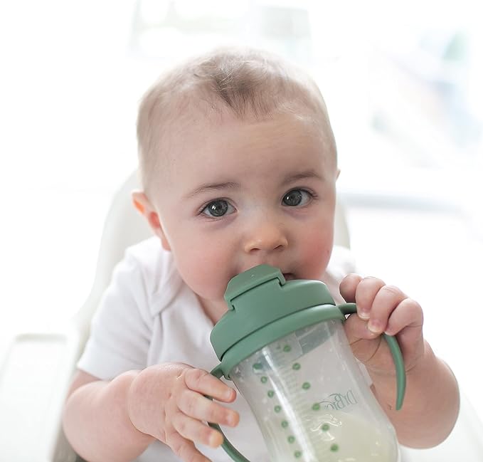 Dr. Brown's Milestones, Baby's First Straw Cup Sippy Cup with Straw, 6m+, 9oz/270ml, 2 Pack, Coral & Olive Green, BPA Free