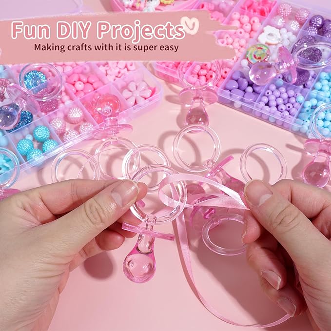 72 Pcs Baby Shower Pacifiers, 2.75’’ Plastic Pacifiers for Baby Shower Game, Baby Shower Decoration DIY, Gender Reveal Party Table Scatter/Baby Shower Party Favors, Pink Pacifiers Baby Shower