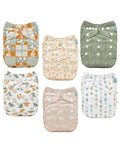 ALVABABY Baby Cloth Diapers 6 Pack with 12 Inserts Cloth Diaper Covers Adjustable Washable Reusable for Baby Girls and Boys 6DM128A