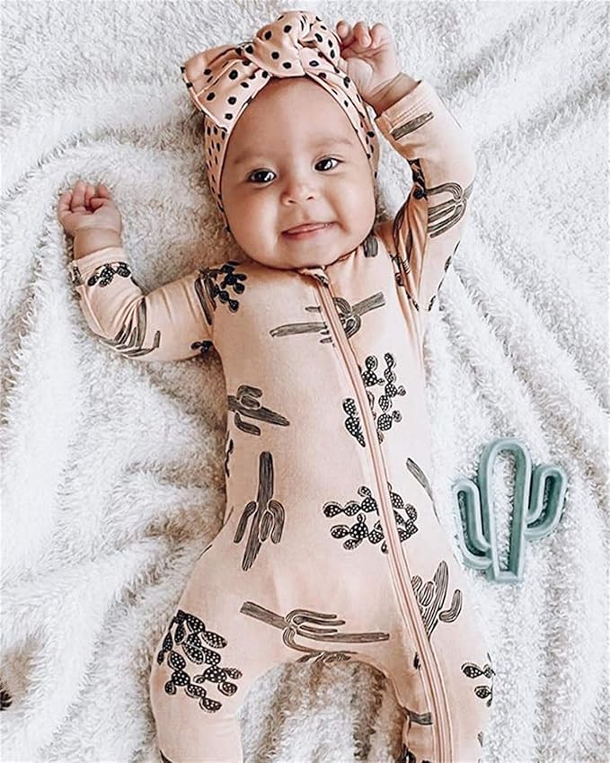 CIYCUIT Baby Girls Cactus Footies Newborn Zip Up Onesie Romper