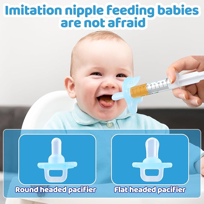 Baby Medicine Dispenser, Baby Medicine Syringe, 0 months and up Baby Pacifiers, 100% Silicone Pacifiers, BPA-Free (Blue)