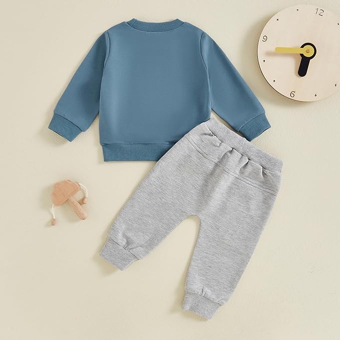 Toddler Baby Boy Fall Winter Outfit Long Sleeve Letter Print Sweatshirts and Jogger Pants Infant Boy Clothes