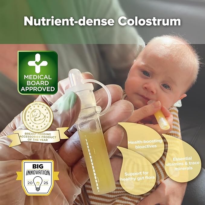 haakaa Colostrum Collector Syringes Set Colostrum Harvesting Kit Include 2 Storage Cases and 2 Cotton Cloth Wipes to Collect Store and Feed Colostrum, 0.1oz/4ml,12pcs