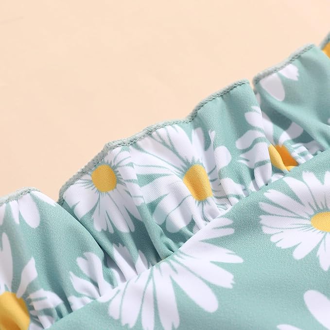 Newborn Baby Girl Ruffle Swimsuit Infant Toddler One Piece Floral Bikini Beach Bathing Swimwear Set